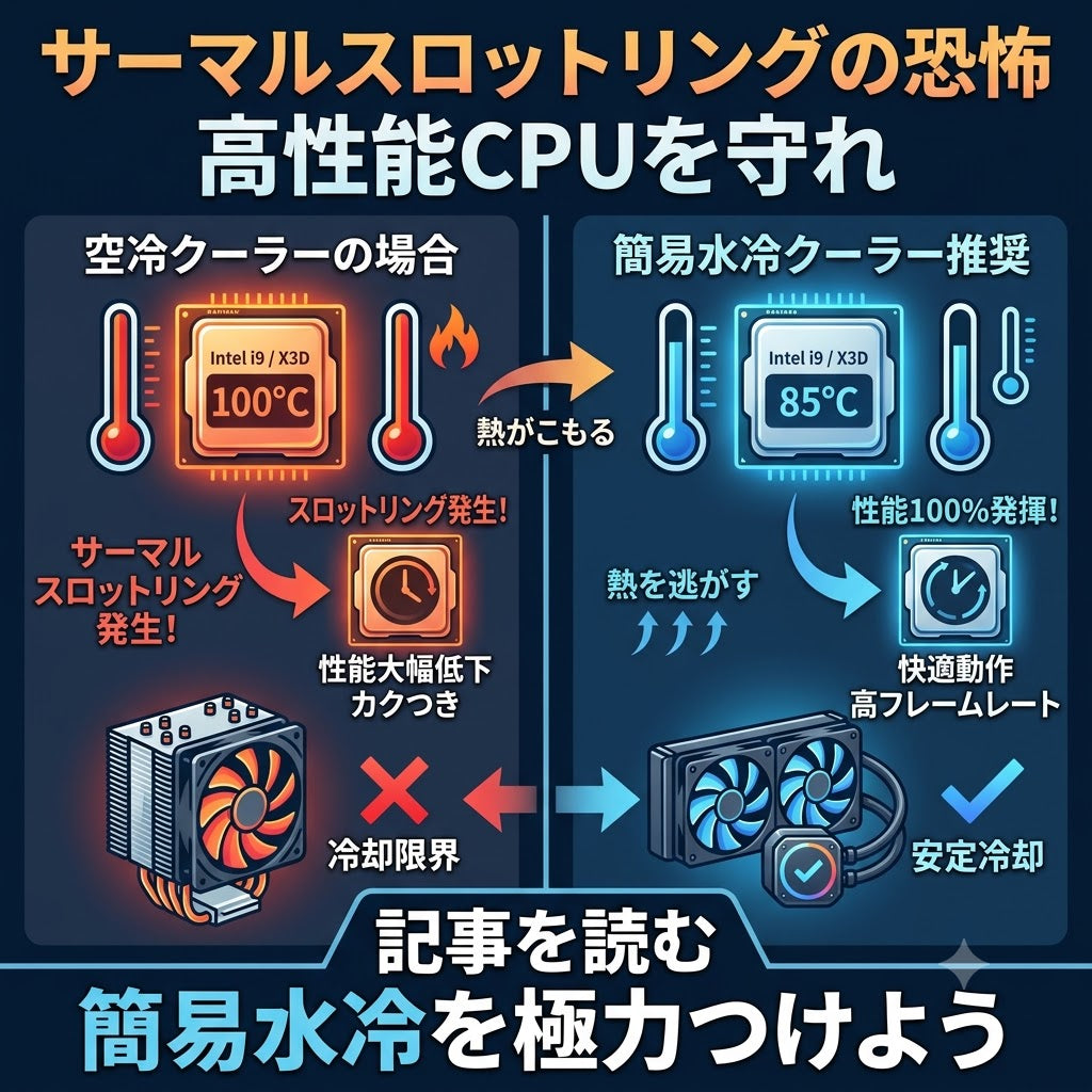 「空冷で大丈夫」の罠？最新ハイエンドCPUに簡易水冷が必要な本当の理由とサーマルスロットリングの恐怖