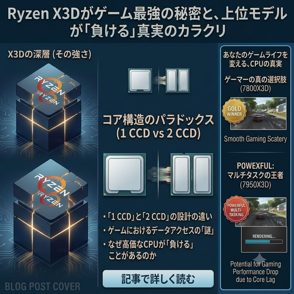 【なぜ強い？】Ryzen X3Dがゲーム最強な理由と、7950X3Dが7800X3Dに「負ける」カラクリ